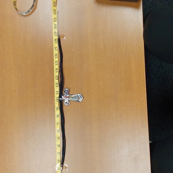 Colorful Cross Pendant Necklace on Multi-Strand Black Cord - Picture 8 of 10